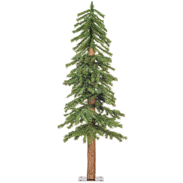 4'Hx25"W Natural Trunk With Bark Alpine Artificial Christmas Tree, Unlit -Green - B907340