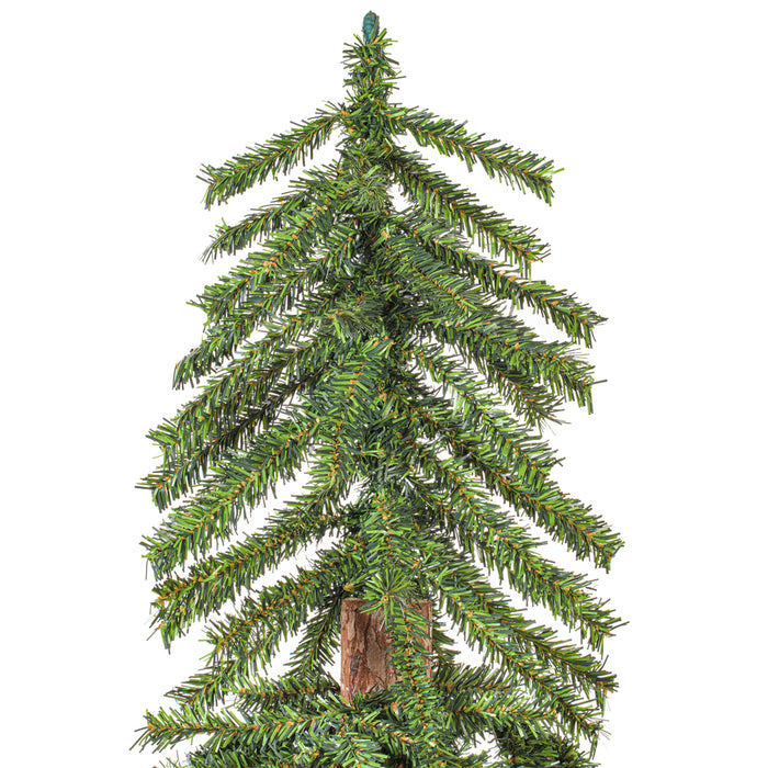 4'Hx25"W Natural Trunk With Bark Alpine Artificial Christmas Tree, Unlit -Green - B907340