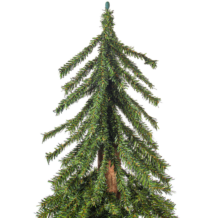 5'Hx25"W Natural Trunk With Bark Alpine Artificial Christmas Tree, Unlit -Green - B907350