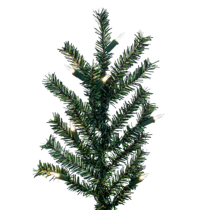 6'Hx33"W Natural Trunk With Bark Alpine Artificial Christmas Tree, LED Pre-Lit -Green - B907361LED