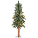 4'Hx25"W Set Of Natural Trunk With Bark Alpine Artificial Christmas Trees, LED Pre-Lit -Green - B907381LED