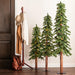 6'Hx33"W Set Of Natural Trunk With Bark Alpine Artificial Christmas Trees, LED Pre-Lit -Green - B907384LED