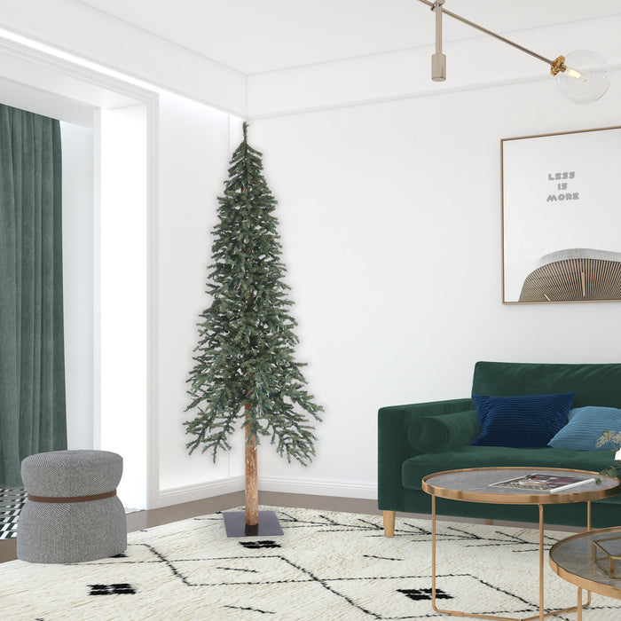 8'Hx50"W Natural Trunk With Bark Alpine Artificial Christmas Tree, Unlit -Green - B907390