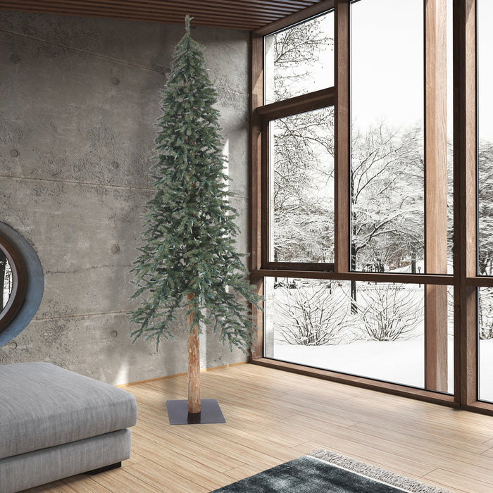 9'Hx56"W Natural Trunk With Bark Alpine Artificial Christmas Tree, Unlit -Green - B907395