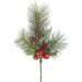 30" Mixed Artificial Sugar Long Needle Pine, Berry & Styrofoam Apple Stem -Green/Red (Pack of 6) - C-110077