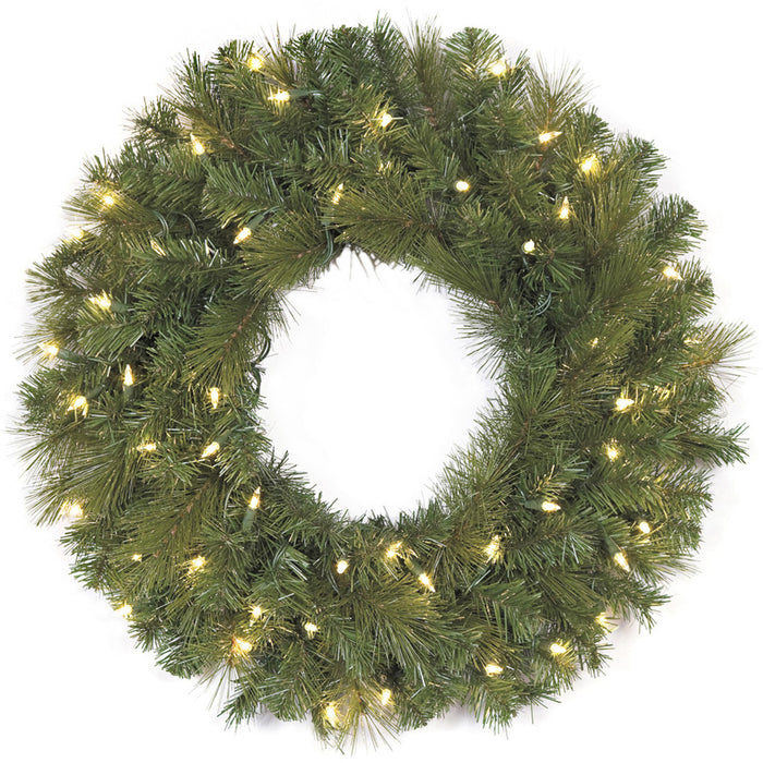 24" Artificial Mixed Pine LED-Lighted Hanging Wreath -Green (pack of 2) - C114434