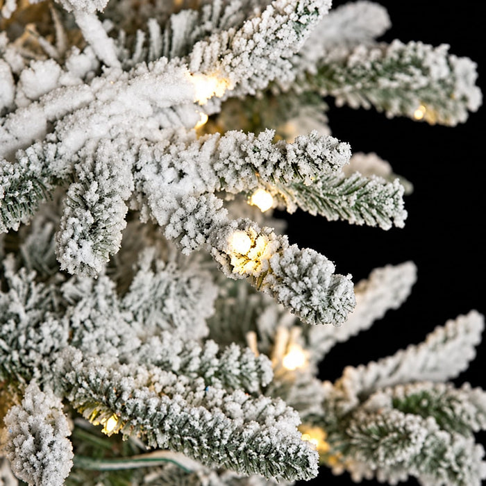 7'6"Hx54"W Medium Flocked Glittered Pine Artificial Christmas Tree, LED Pre-Lit -Green/White - C120184