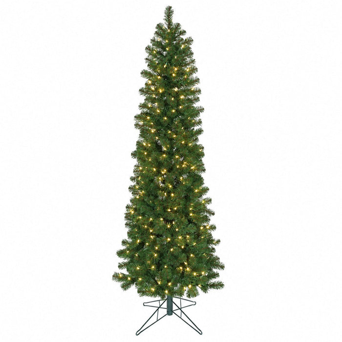 7'6"Hx34"W Virginia Pine Artificial Christmas Tree, LED Pre-Lit -Green - C143314