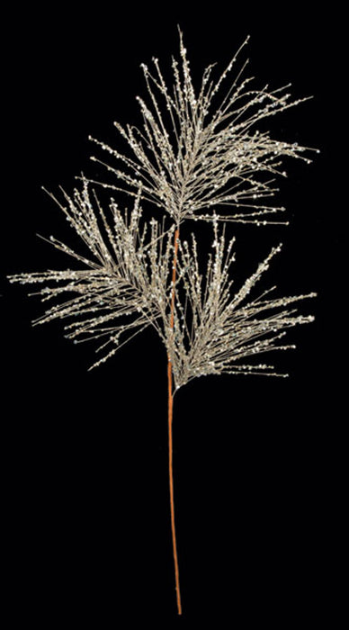 34" Glittered & Sequin Artificial Pine Stem -Champagne (pack of 12) - C150289