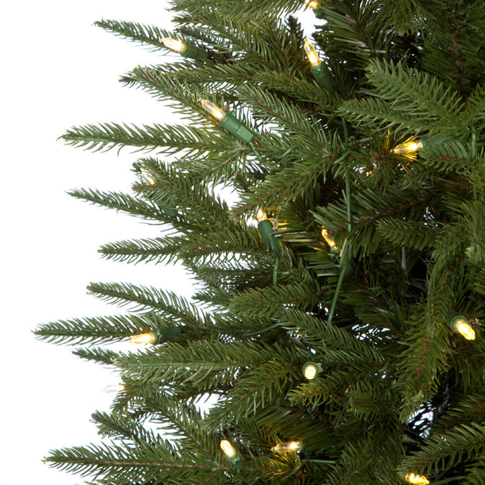 9'Hx38"W PE Nordmann Fir LED-Lighted Artificial Christmas Tree w/Stand -Green - C160184