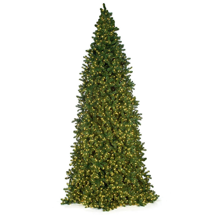 14'Hx84"W Commercial Slim Swiss Pine Artificial Christmas Tree w/Tree Frame, LED Pre-Lit -Green - C171424