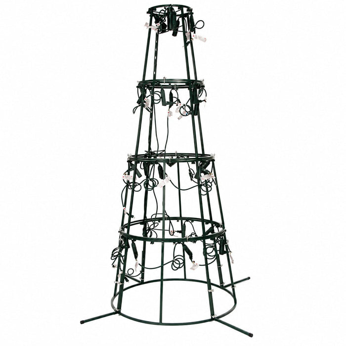 16'Hx90"W Commercial Slim Swiss Pine Artificial Christmas Tree w/Tree Frame, C7 LED Pre-Lit (Multicolor) -Green - C17143C7