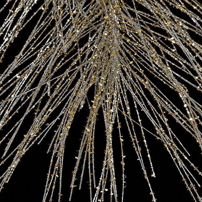 30" Glittered Artificial Long Leaf Pine Stem -Gold/Silver (Pack of 12) - C-173010