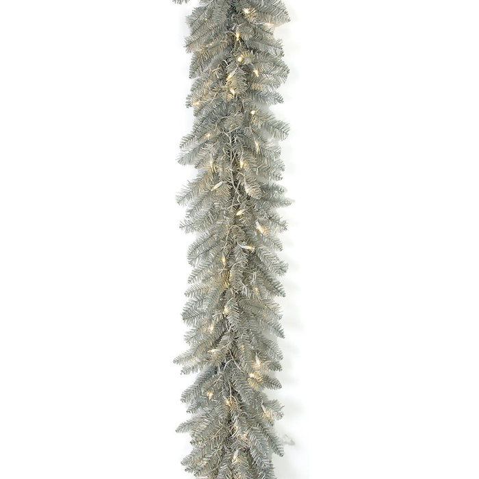 6'Lx12"W Matte Silver Pine LED-Lighted Artificial Garland -Silver (pack of 2) - C174124