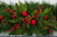 14"Hx60"W Artificial Mixed Hampton Pine, Berry & Pinecone Mantel Swag -Green/Red - C180060