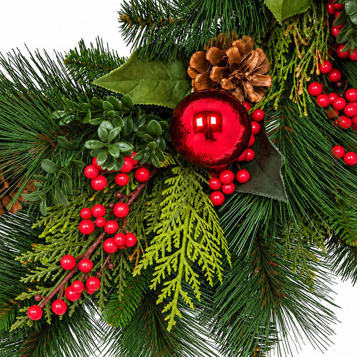 6' Mixed Hampton Pine Artificial Garland -Green/Red (Pack of 2) - C180070