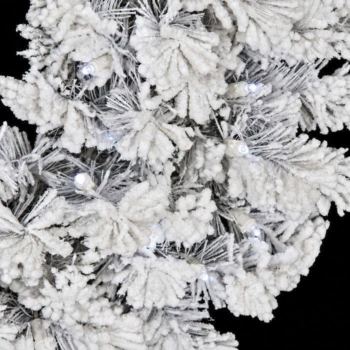 9'Lx14"W Flocked Arctic Pine Artificial Garland, LED Pre-Lit (Cool White) -White (Pack of 2) - C180508