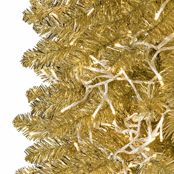 9'Lx11"W Tinsel Sparkling Champagne Artificial Garland, Micro LED Pre-Lit -Champagne - C180884