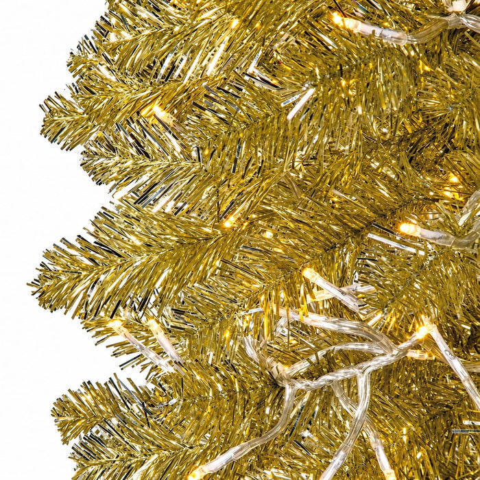 60" Tinsel Sparkling Champagne Artificial Wreath, Micro LED Pre-Lit -Champagne - C180904