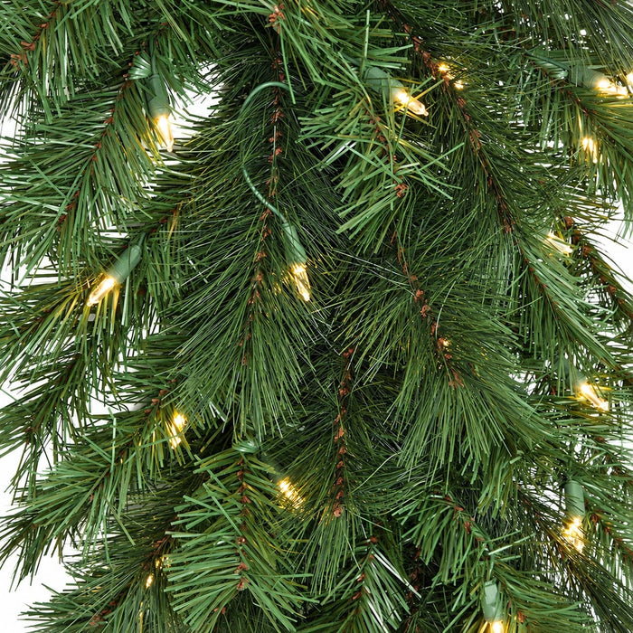 25'Lx18"W Mixed Pine Artificial Garland, LED Pre-Lit -Green - C180924