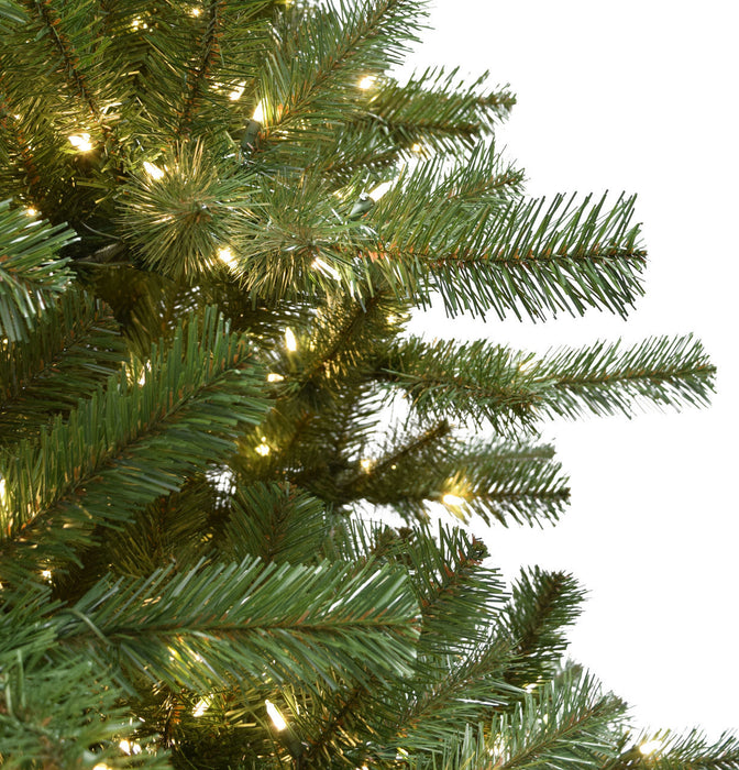 7'6"Hx60"W Fluff-Free Virginia Pine Artificial Christmas Tree, LED Pre-Lit (Twinkle) -Green - C190544T