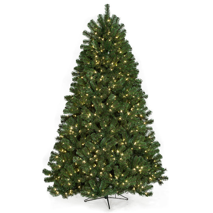 7'6"Hx60"W Fluff-Free Deluxe Virginia Pine LED-Lighted Artificial Christmas Tree w/Stand -Green - C181034