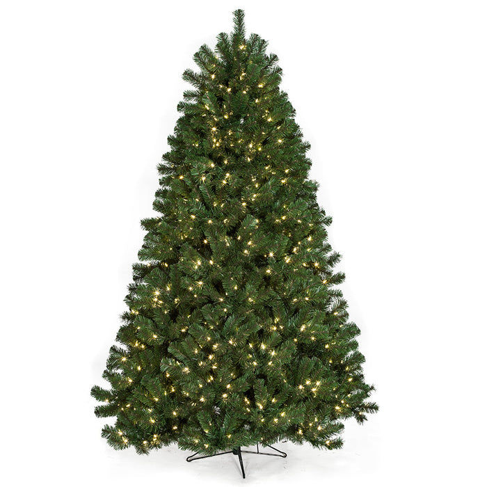 7'6"Hx60"W Fluff-Free Deluxe Virginia Pine Artificial Christmas Tree, LED Pre-Lit -Green - C181034