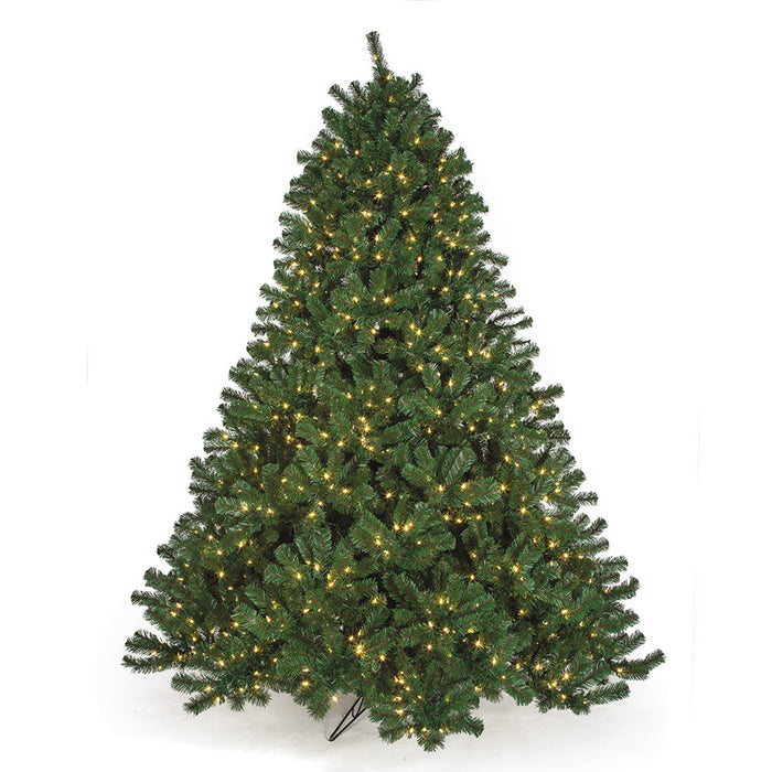 9'Hx80"W Fluff-Free Deluxe Virginia Pine Artificial Christmas Tree, LED Pre-Lit -Green - C181044
