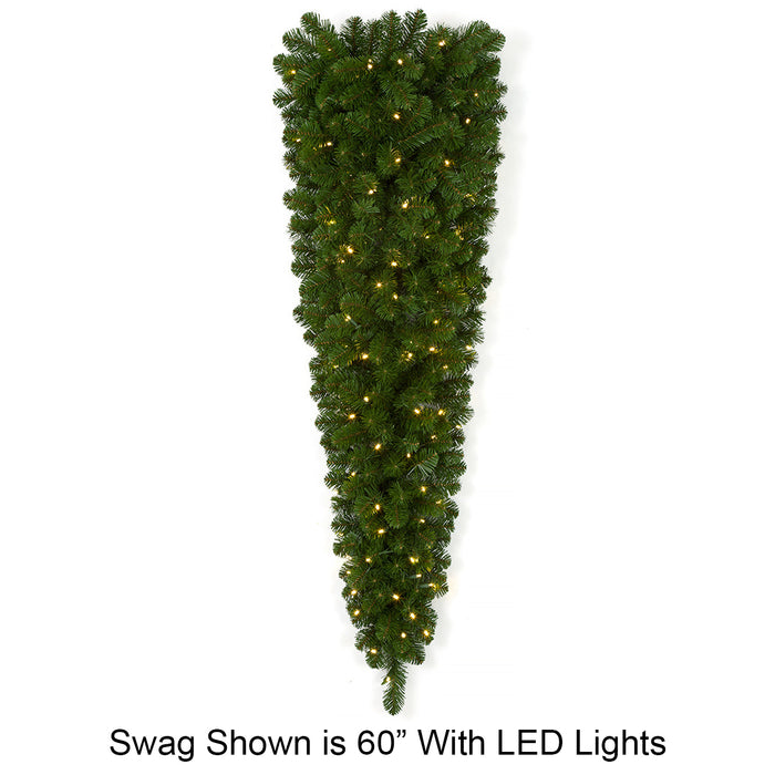 48" Artificial Oregon Pine LED-Lighted Teardrop Swag -Green (pack of 2) - C183378