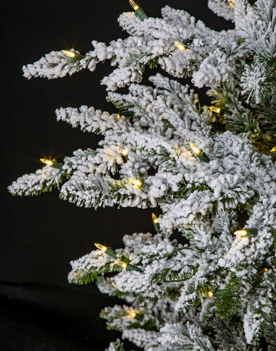 7'6"Hx60"W Medium Flocked Lockhart Fir LED-Lighted Artificial Christmas Tree w/Stand -White/Green - C190204