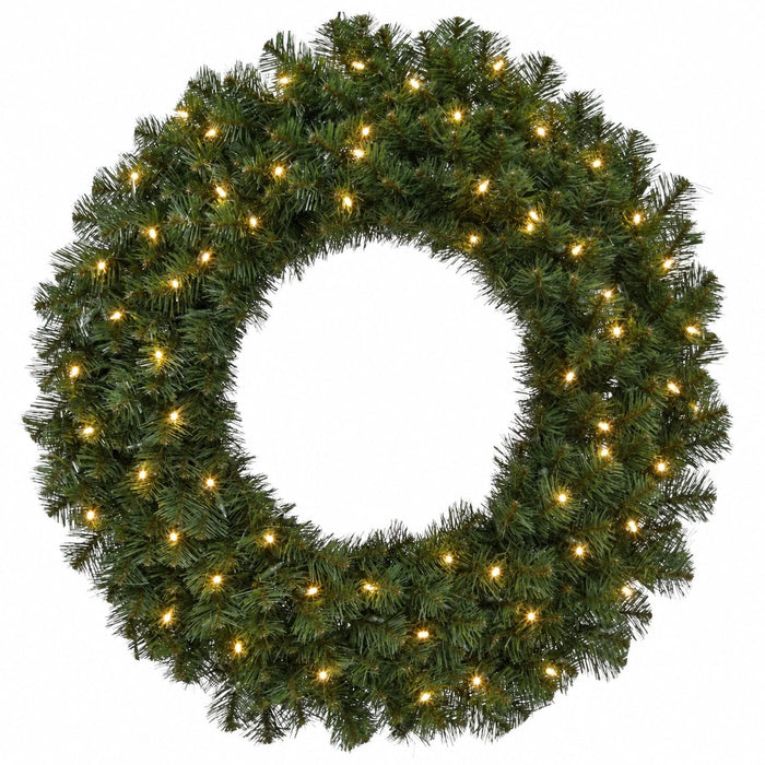 36" Artificial PVC Virginia Pine Wreath, LED Pre-Lit -Green - C190354