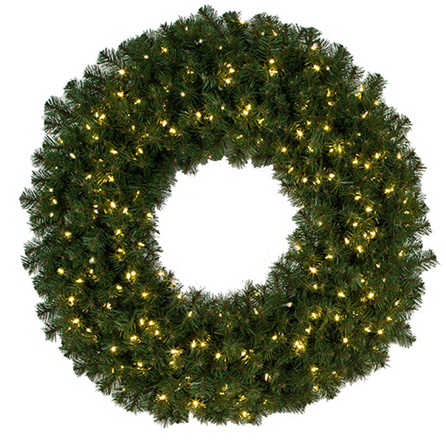 48" Artificial PVC Virginia Pine LED-Lighted Hanging Wreath -Green - C190364