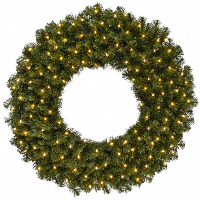 48" Artificial PVC Virginia Pine Wreath, LED Pre-Lit -Green - C190364