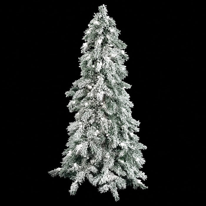 4'Hx25"W Flocked Natural Trunk Carolina Pine Artificial Christmas Tree, LED Pre-Lit -Green/White - C1904