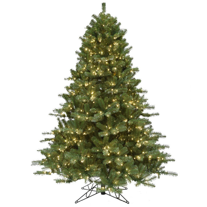 7'6"Hx60"W Fluff-Free Virginia Pine Twinkle LED-Lighted Artificial Christmas Tree w/Stand -Green - C190544T