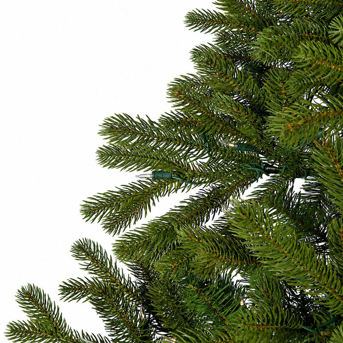 7'6"Hx52"W PE Half-Tree/Wall Spruce Artificial Christmas Tree, LED Pre-Lit -Green - C190824