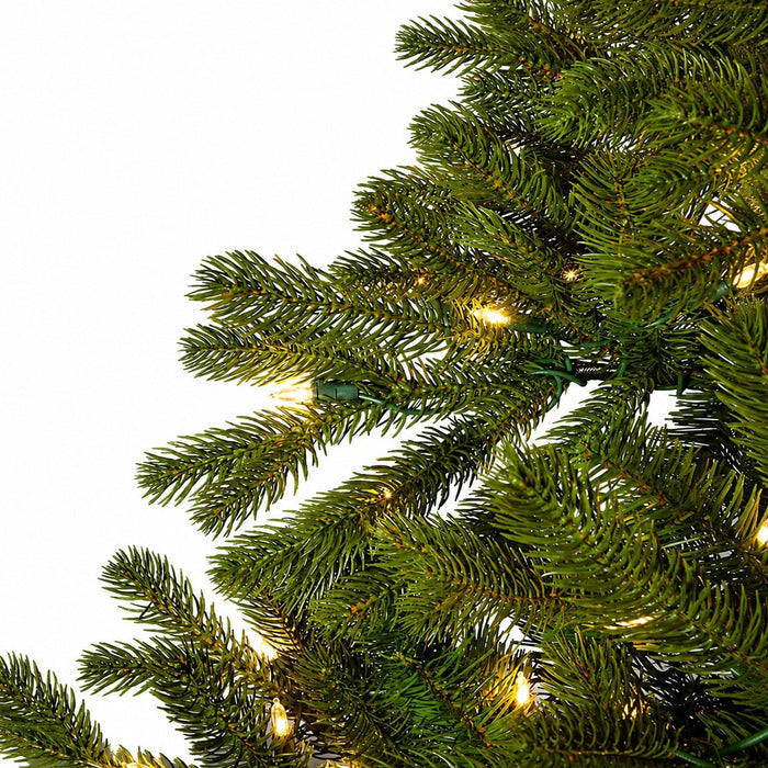 7'6"Hx52"W PE Half-Tree/Wall Spruce Artificial Christmas Tree, LED Pre-Lit -Green - C190824