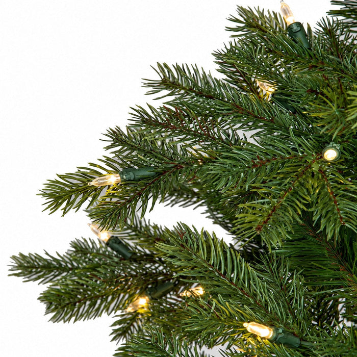 7'6"Hx49"W PE St. Lucia Fir Artificial Christmas Tree, LED Pre-Lit -Green - C191214
