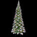9'Hx50"W PE Flocked Pencil Sitka Spruce Artificial Christmas Tree, LED Pre-Lit (Multicolor) -White/Green - C191429