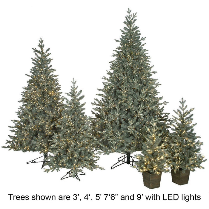 3'Hx24"W PE Appalachian Fir Artificial Christmas Tree w/Planter, Micro LED Pre-Lit (Twinkle) -Green/Blue - C-195044