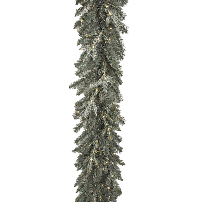 9'Lx12"W PE Appalachian Fir Artificial Garland, LED (Twinkle) Pre-Lit -Green/Blue - C195094