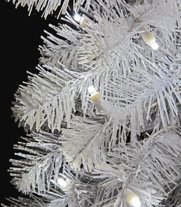 9'Lx12"W Snowed Snowy Spruce LED-Lighted Artificial Garland -White - C195428