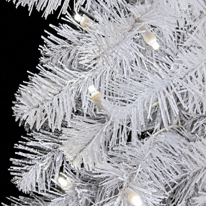 9'Lx12"W Flocked Snowy Spruce Artificial Garland, LED Pre-Lit (Cool White) -White - C195428