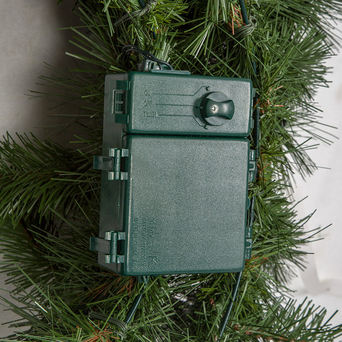 36" Artificial Artisan Mixed Pine Wreath, Battery LED Pre-Lit -Green - C195514B