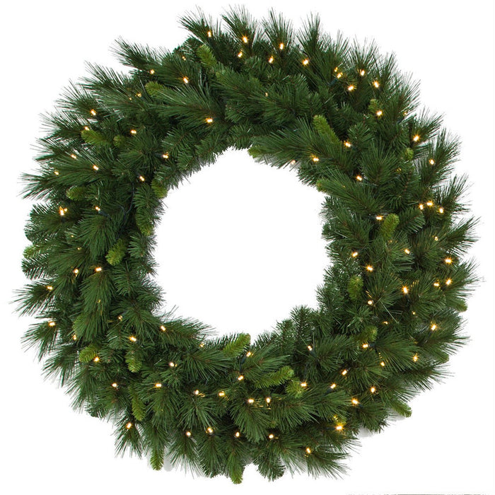 36" Artificial Artisan Mixed Pine Wreath, Battery LED Pre-Lit -Green - C195514B