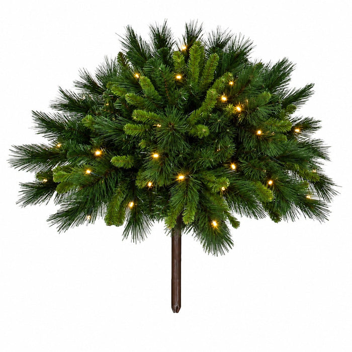 19"Hx24"W PE Frosted Brighton Urn Filler Artificial Topiary, Battery Micro LED Pre-Lit -Green/White - C-195548B