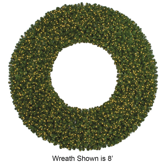 180" Commercial Outdoor Artificial Breckenridge Pine Wreath, LED Pre-Lit -Green - C195688