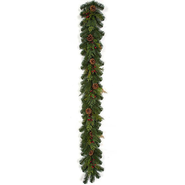 6'Lx9"W Barrington Pine, Pinecone & Berry Artificial Garland -Green/Red (pack of 4) - C200120