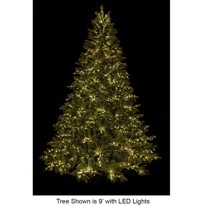7'6"Hx59"W PE Frosted Sheldon Fir LED-Lighted Artificial Christmas Tree w/Stand -White/Green - C200474