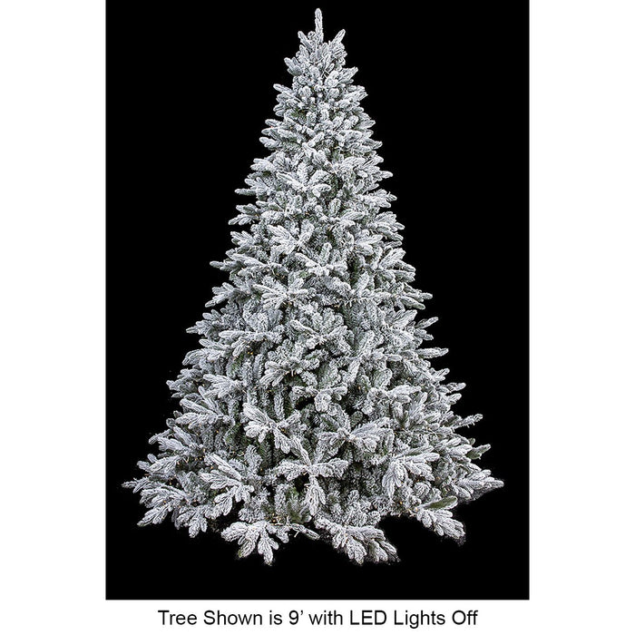 12'Hx88"W PE Frosted Sheldon Fir LED-Lighted Artificial Christmas Tree w/Stand -White/Green - C200494